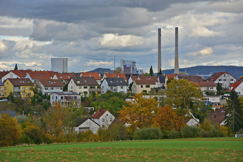 Blick auf das Heizkraftwerk in Neckarsulm